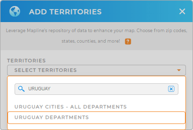 Add Uruguay departments to your map in Mapline