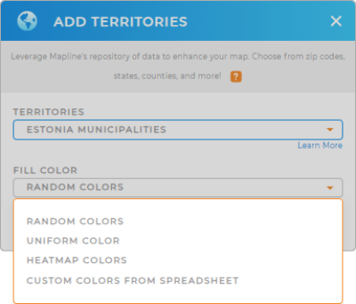 Color-code your Estonia municipalities territory map in seconds