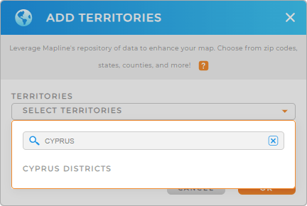 Add Cyprus districts to your map in Mapline