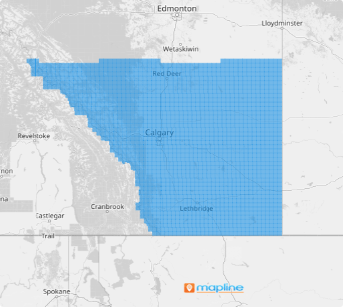 Map of Canada townships - Alberta
