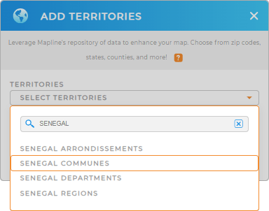 Add Senegal Communes to your map in Mapline