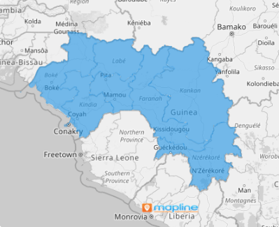 Map of Guinea regions