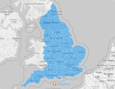 England Counties Map