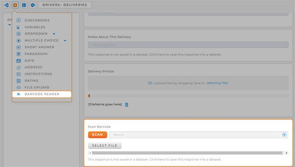 Easily scan barcodes or capture signatures at each stop