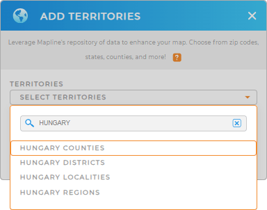 Add Hungary counties to your map in Mapline