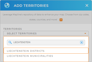 Add Liechtenstein districts to your map in Mapline