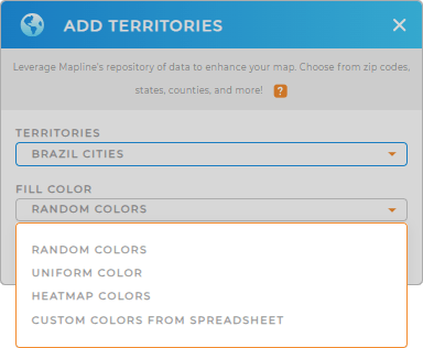 Color-code your Brazil Cities territory map in seconds