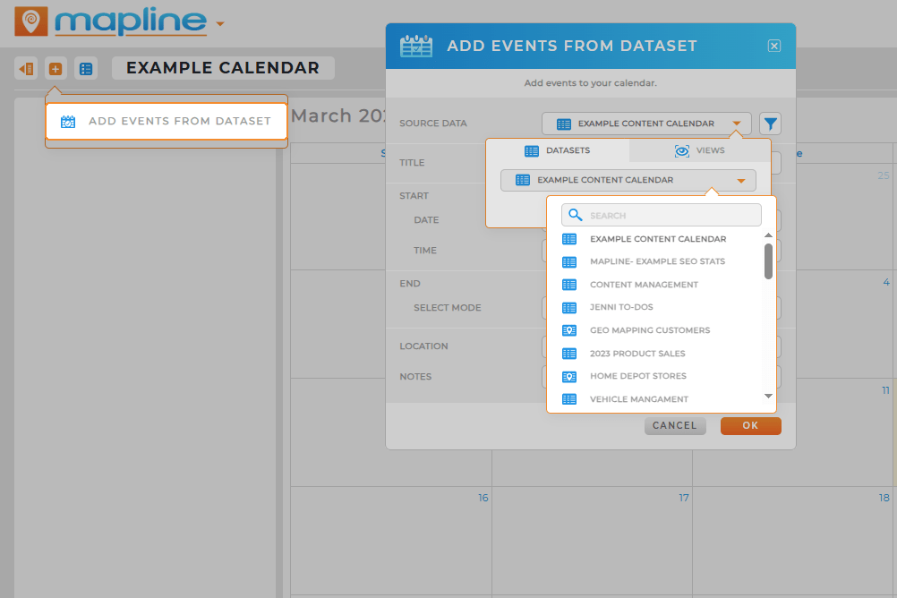Configure your Mapline calendar