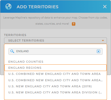 Add England Regions to your map in Mapline