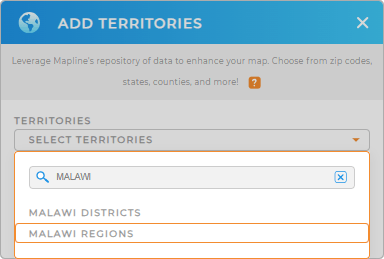 Add Malawi regions to your map in Mapline