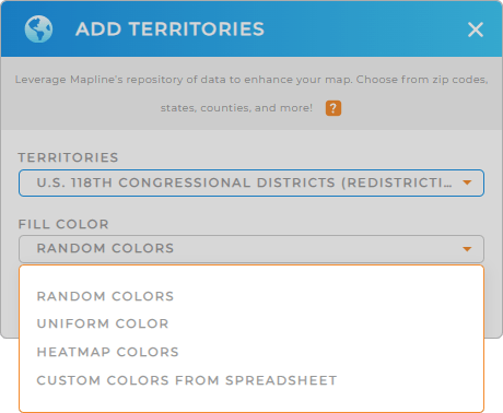 Color-code your U.S. congressional districts territory map in seconds