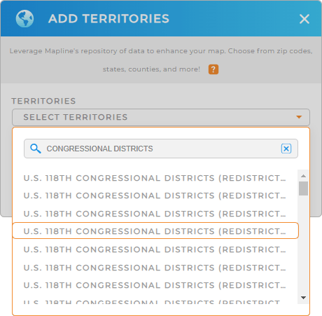 Add U.S. congressional districts to your map in Mapline