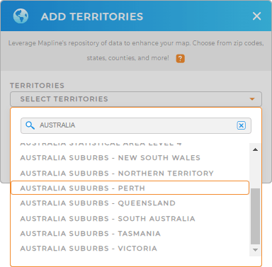 Add Australia Suburbs to your map in Mapline