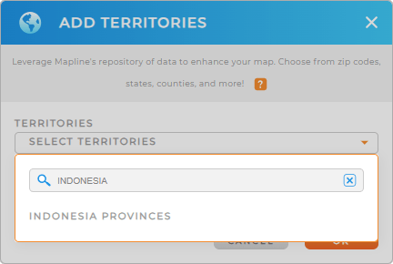 Add Indonesia Provinces to your map in Mapline