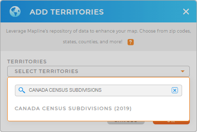 Add Canada Census Subdivisions to your map in Mapline
