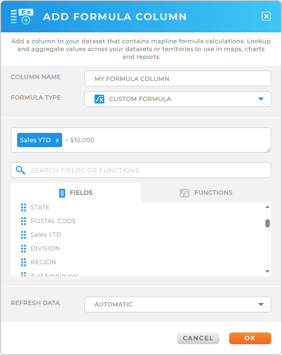 Create custom Excel formulas in Mapline