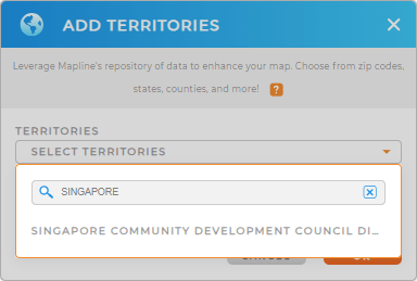 Add Singapore Districts to your map in Mapline