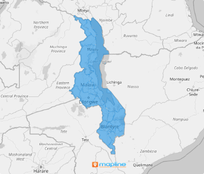 Add Malawi Districts to your map in Mapline