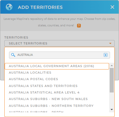 Add Australia Local Government Areas to your map in Mapline