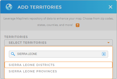 Add Sierra Leone Districts to your map in Mapline