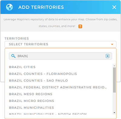 Add Brazil Counties to your map in Mapline