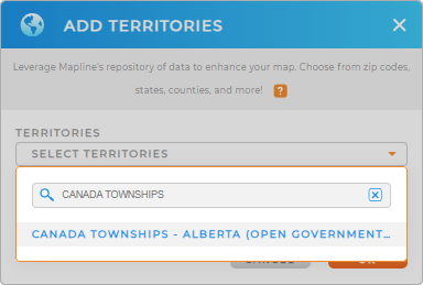 Add Canada townships - Alberta to your map in Mapline