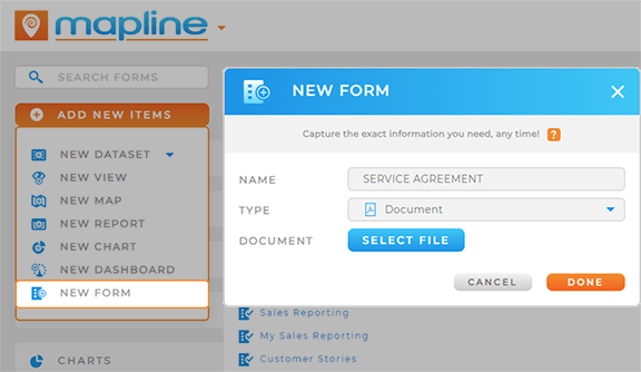 Add a new job tracking form in Mapline