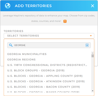 Add Georgia Municipalities to your map in Mapline