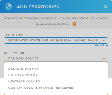 Color-code your Federated States of Micronesia Municipalities territory map in seconds