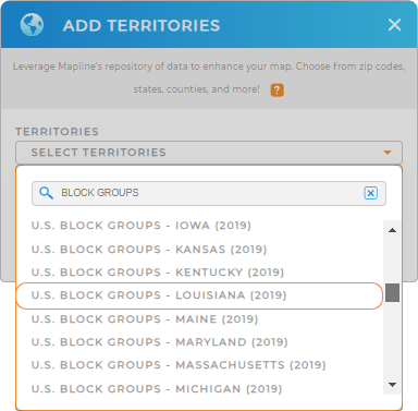 Add U.S. block groups to your map in Mapline