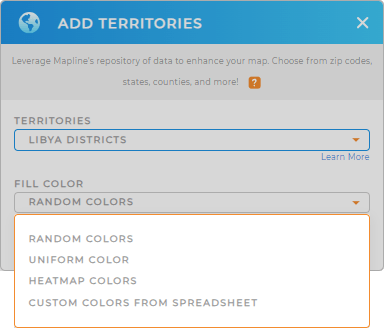 Color-code your Libya districts territory map in seconds