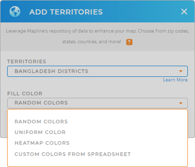 Color-code your Bangladesh Districts territory map in seconds