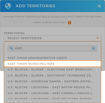 Add East Timor municipalities to your business map