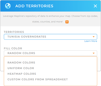 Color-code your map of Tunisia governorates in seconds