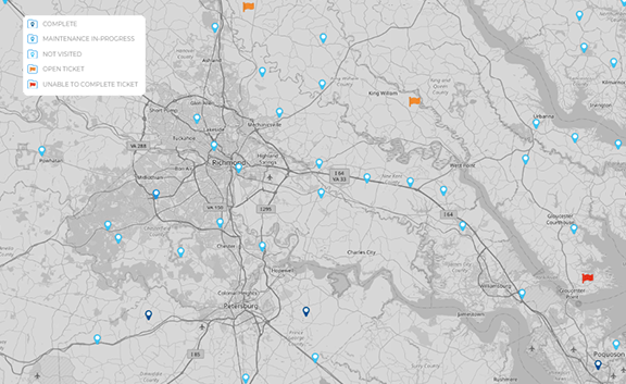 Generate instant, color-coded maps of your field service jobs