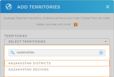 Add Kazakhstan Districts to your map in Mapline