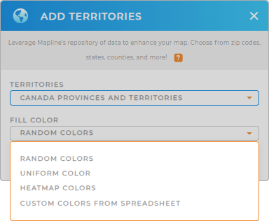 Color-code your Canada provinces territory map in seconds
