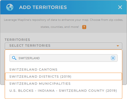 Add Switzerland Districts to your map in Mapline