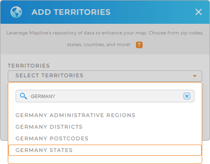 Add Germany states to your map in Mapline