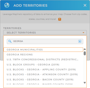 Add Georgia Municipalities to your map in Mapline