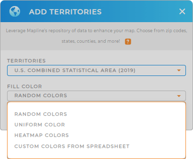 Color Styles for U.S. Combined Statistical Areas 