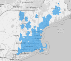 Map of New England City and Town Areas