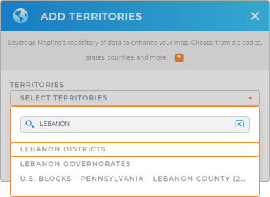 Add Lebanon districts to your map in Mapline