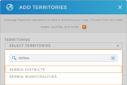 Add Serbia districts to your map in Mapline