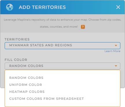 Color-code your Myanmar states and regions territory map in seconds