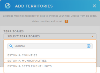 Add Estonia municipalities to your map in Mapline
