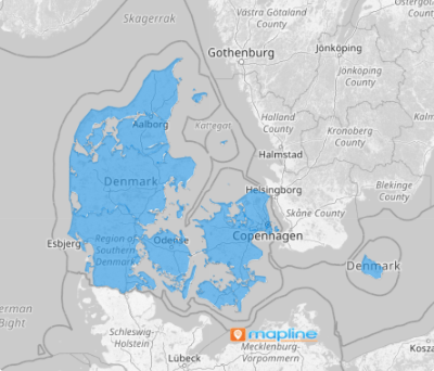 Map of Denmark regions