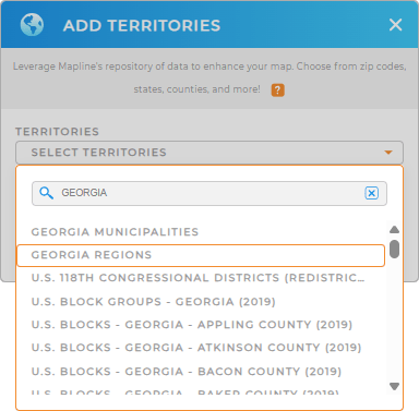 Add Georgia regions to your map in Mapline