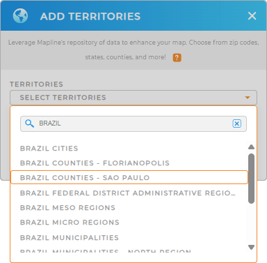 Add Brazil counties to your map in Mapline