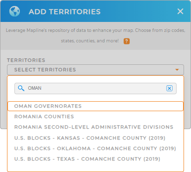Add Oman governorates to your map in Mapline
